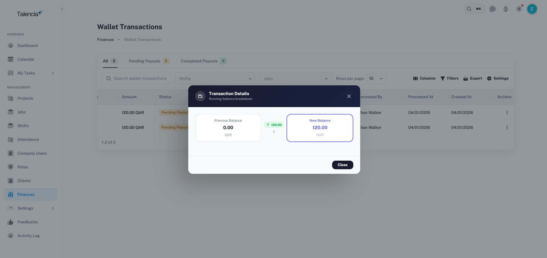Wallet Transaction Details